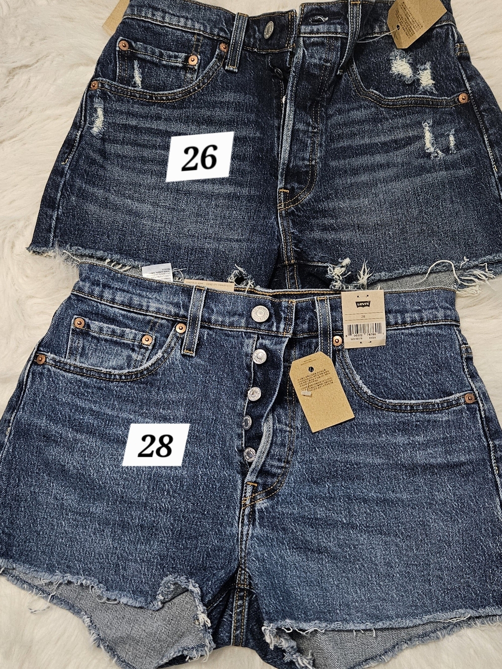 Levi's Blue Distressed Cutoff Denim Shorts - Button Fly